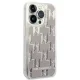 Karl Lagerfeld Liquid Glitter Monogram dėklas, skirtas iPhone 14 Pro, sidabrinis