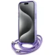 Karl Lagerfeld dėklas iPhone 15 / 14 / 13 su virvele Crossbody Monogram, violetinis