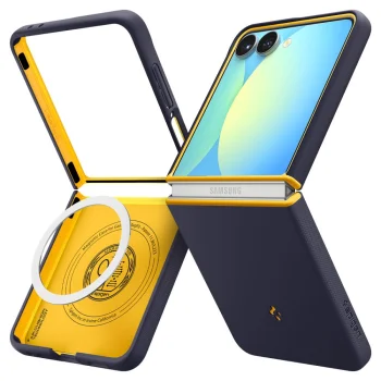 Spigen Nano Pop MagSafe dėklas, skirtas Samsung Galaxy Z Flip 7, mėlynas/geltonas