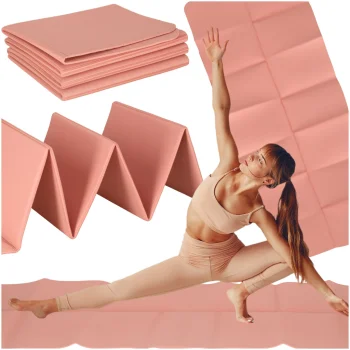 Foldable Yoga Fitness Exercise Mat with Carrying Bag, 183x61x0,4 cm, Pink