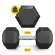 4Fizjo HEX Steel Dumbbell, 17.5 kg, Black