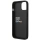 BMW dėklas iPhone 14 Plus telefonui Leather Stamp Tricolor, juodas