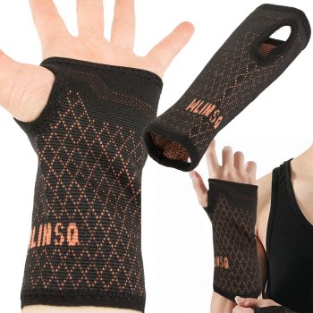 Elastic Wrist and Hand Support Brace Compression Sleeve, Black-Orange