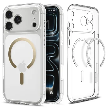 Spigen Ultra Hybrid Mag dėklas telefonui iPhone 17 Pro Max, skaidrus / auksinis