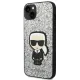 Karl Lagerfeld Glitter Flakes Ikonik dėklas skirtas iPhone 14 Plus, sidabrinis