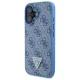 Guess dėklas iPhone 16 Leather Metal Logo Strass Crossbody, mėlynas