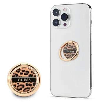 Guess Ring Stand Leopard Collection Phone Holder, Brown