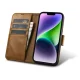 Odinis atverčiamasis dėklas iCarer Oil Wax iPhone 14 Plus 2in1 su RFID apsauga, rudas (WMI14220723-TN)