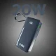 Išorinė baterija SBS 10000 mAh 20W su integruotu USB-C laidu ir LCD ekranu, tamsiai pilka