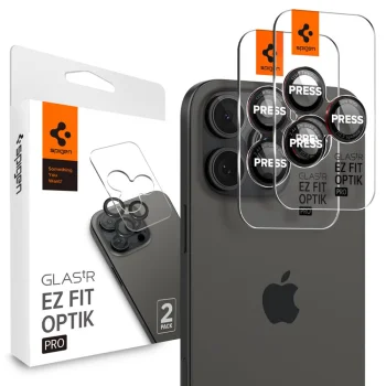 Spigen Optik Pro L-Series kameros apsauga iPhone 14/15/16/17 Pro/Max, juoda/raudona