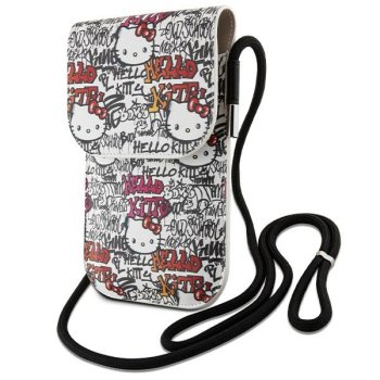 Hello Kitty Leather Tags Graffiti Cord rankinė, smėlio spalvos (Beige)