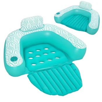 Bestway Comfort Plush Pro Inflatable Floating Chair, 145x120 cm, Blue/White