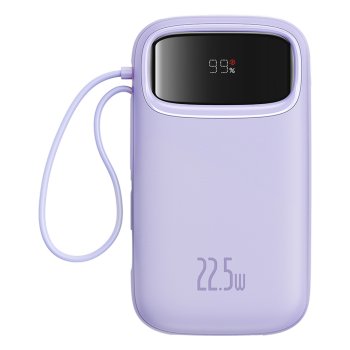 Baseus Qpow2 20000mAh 22.5W Powerbank with Dual Cable with Digital Display + Baseus Simple USB-C 3A Cable 0.3m (White)...