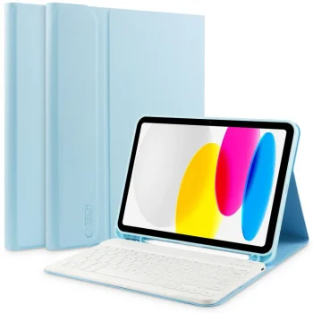 Tech-Protect dėklas su klaviatūra iPad 10.9 2022 (SC Pen), šviesiai mėlynas