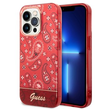 Guess dėklas iPhone 14 Pro Max telefonui Bandana Paisley, raudonas