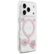 Guess Resin Flowers Glitter MagSafe dėklas iPhone 17 Pro, rožinis
