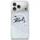Karl Lagerfeld Liquid Glitter Karl Script MagSafe dėklas iPhone 17 Pro Max, skaidrus