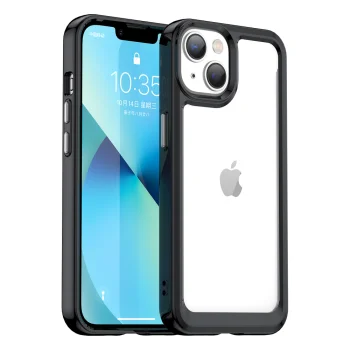 Outer Space Case for iPhone 14 Plus Hard Cover with Gel Frame, Black