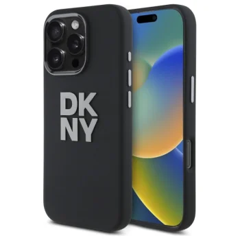 DKNY Liquid Silicone dėklas, skirtas iPhone 16 Pro, juodas