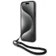 BMW dėklas iPhone 15 / 14 / 13 telefonams, Signature Leather Wordmark Cord, juodas