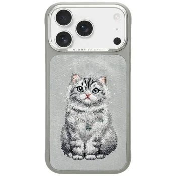 Nimmy MagSafe dėklas iPhone 17 Pro telefonui Lucky Fashion Cat, pilkas
