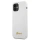Guess iPhone 12 mini dėklas Silicone Vintage Gold Logo, balta