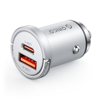 Orico MiniRing Pro 45W automobilinis įkroviklis USB-A ir USB-C, sidabrinis