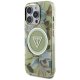 Guess Glitter Flowers Triangle Buttons MagSafe dėklas iPhone 16 Pro Max, žalias