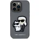 Karl Lagerfeld Saffiano Karl & Choupette dėklas, skirtas Apple iPhone 14 Pro, sidabrinis