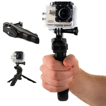 Laikiklis su mini trikoju GoPro SJCAM veiksmo kameroms, juodas