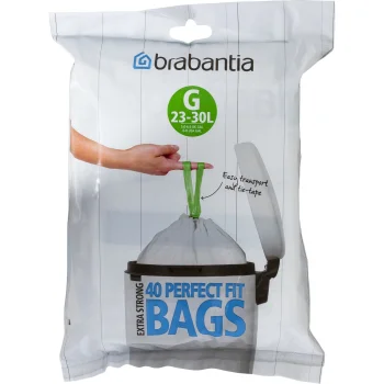 Šiukšlių maišai Brabantia PerfectFit Type G 25–30 l, 40 vnt., balti