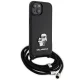 Karl Lagerfeld dėklas iPhone 15 Plus telefonui Crossbody Saffiano, juodas