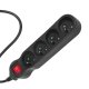 Maclean MCE180 Power Strip, 4 Sockets, with Switch, 1.4m, Black