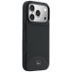 Mercedes Leather Wood Effect Curve MagSafe dėklas iPhone 17 Pro, juodas