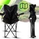 Sulankstoma turistinė kėdė su porankiais ir puodelio laikikliu, juoda