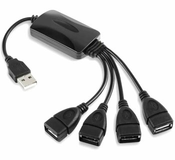 4-Port USB 2.0 Hub High-Speed Data Splitter for PC and Laptop, Black