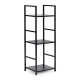 Modernhome CWJ302480L BLACK Wooden Shelf with Metal Frame, 3 Shelves, Black