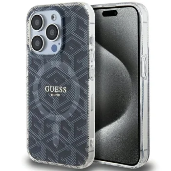 Guess dėklas iPhone 15 Pro Max telefonui IML GCube MagSafe, juodas