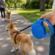 Automatinis šunų pavadėlis, juostinis, su fiksatoriumi, 5m, iki 15kg, mėlynas
