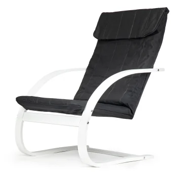 ModernHome Finnish Rocking Chair with Bent Plywood Frame, Black/White