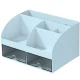 Desk Organizer for Cosmetics and Small Items, 2 Drawers, Blue