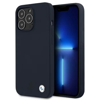 BMW Silicone Signature dėklas, skirtas iPhone 13 Pro Max, tamsiai mėlynas