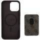 Guess iPhone 16 Pro Max dėklas 4G Stripes su MagSafe pinigine, rudas