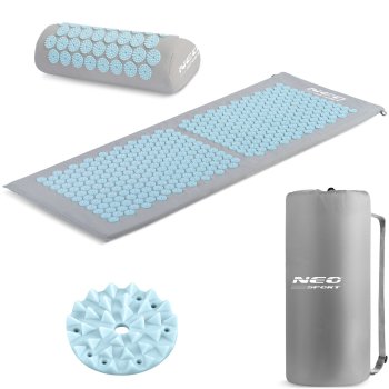 Neo-Sport NS-901 Acupressure Mat with Pillow and Bag, Grey-Blue