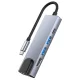 USB-C šakotuvas Tech-Protect V3 5in1, HDMI, RJ45, USB 3.0, pilkas