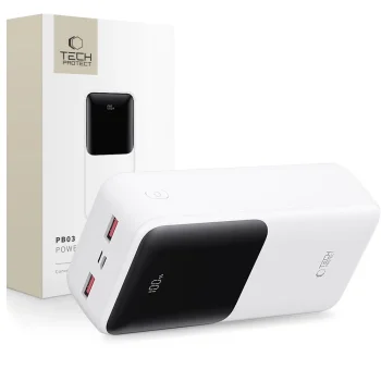 Išorinė baterija Tech-Protect PB03 30000mAh 22.5W, balta