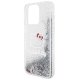 Hello Kitty dėklas iPhone 15 Pro Max telefonui Liquid Glitter Charms, sidabrinis