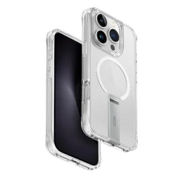 Uniq Eleva dėklas iPhone 16 Pro su stovu Vertica, skaidrus