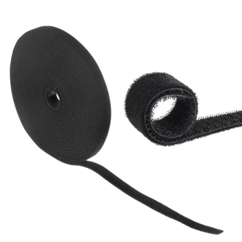 Maclean MCTV-542 Cable Organizer, Double-Sided Velcro Tape, 20mm x 15.3m, Black