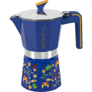 Pedrini 02CF154 Frida Kahlo Moka Pot, 6 Cups, Blue